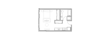 a black and white floor plan with a bedroom and a bathroom
