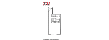 A floor plan for an apartment rental by Session Apartments.