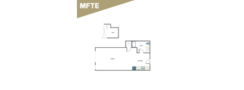 A floor plan of a house with a living room, kitchen, bathroom, and loft.