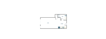 A floor plan of a house with a living room, dining room, kitchen, and bathroom.
