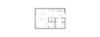 a floor plan of a small apartment with a bedroom and a living room