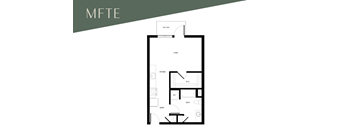 A floor plan of a house with a kitchen, living room, and bathroom.