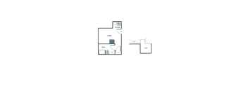 A floor plan of a house with a living room, kitchen, bathroom and loft.