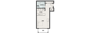 a floor plan of a small room with a bathroom and a bedroom