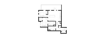 A black and white image of a floor plan of a house.