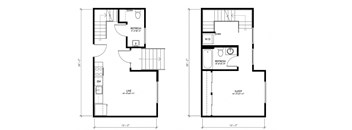 A floor plan of a two bedroom apartment with dimensions.
