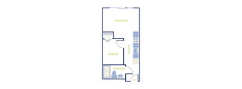A simple diagram of a house layout with labeled rooms.