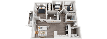 a 2400 sq ft apartment with a bedroom and a living room