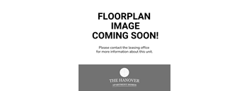 A sign indicating that a floor plan image is coming soon and to contact the leasing office for more information.