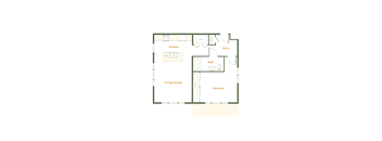 a floor plan of a unit with a bedroom and living room