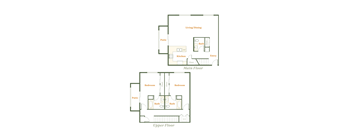 a floor plan of a house with two floors and a living room and a bedroom
