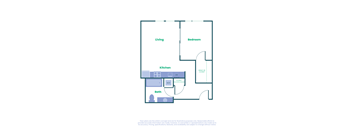 a floor plan of a unit with a bedroom and a living room