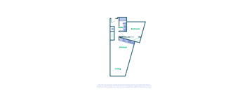 a floor plan of a house with a bedroom and a kitchen