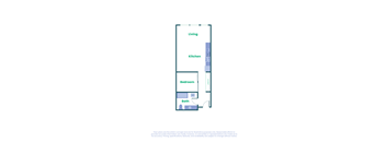 a floor plan of a unit with a bedroom and a kitchen
