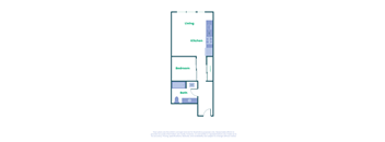a floor plan of a unit with a bedroom and a kitchen