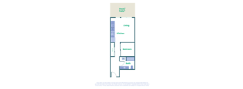 a floor plan of a studio apartment with a bedroom and a living room