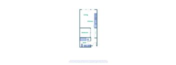 a floor plan of a unit with a bedroom and a kitchen