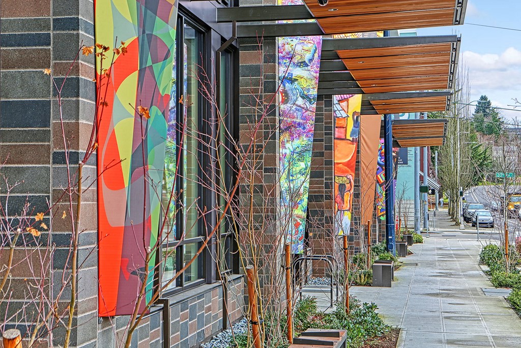 a building with colorful murals on the side of it