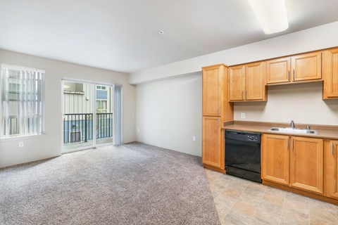 a kitchen with wooden cabinets and a sink and a window