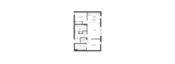 A black and white image of a floor plan for a house.
