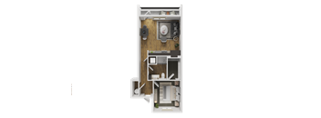A top down view of a dollhouse interior.