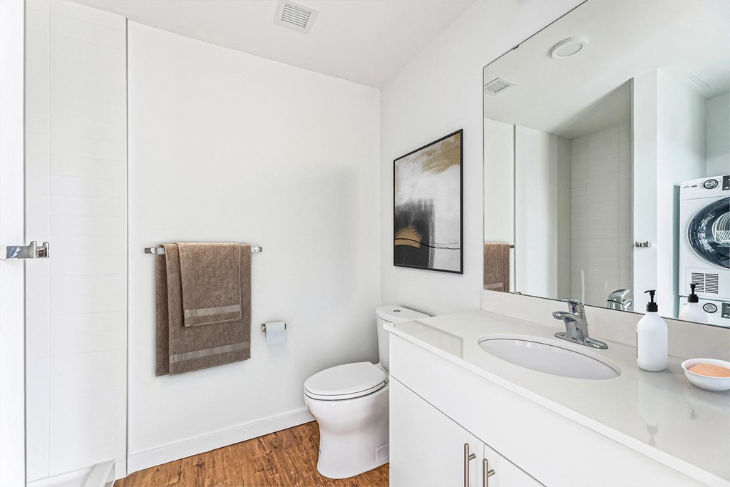 a bathroom with a sink and a toilet and a mirror