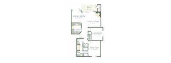 a floor plan of a living room with a bedroom and a dining room