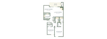 a floor plan of a living room with a kitchen and a bedroom