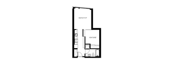 A floor plan of a two-story apartment with dimensions.