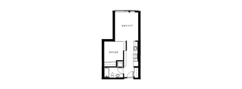 A black and white drawing of a floor plan for a two-story building.
