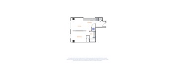 a floor plan of a house with a bedroom and a living room