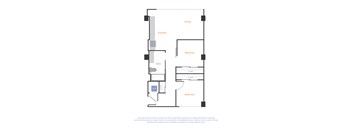 a floor plan of a bedroom with a bathroom and a living room