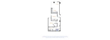 a floor plan of a bedroom with a bathroom and a living room