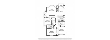 a floor plan of a house with two bedrooms and two bathrooms