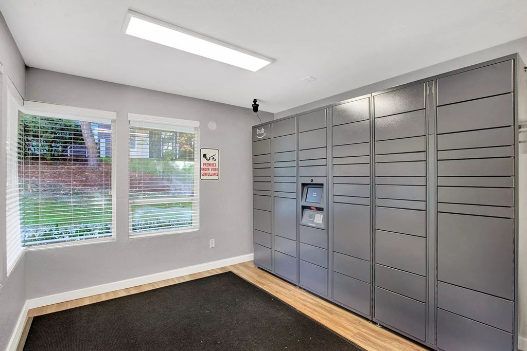 a bedroom with a large closet and a window