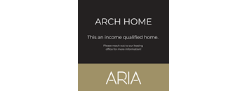 A black and gold poster advertising an income qualified home and directing people to a leasing office for more information.