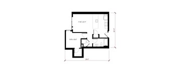 A black and white image of a floor plan of a house.