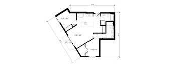 A black and white floor plan of a house with dimensions.