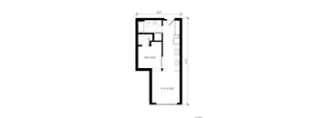 A black and white image of a floor plan for a room.