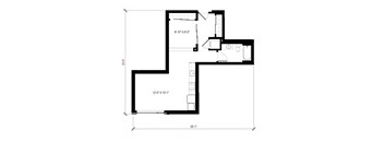 A floor plan of a house with dimensions and rooms labeled.