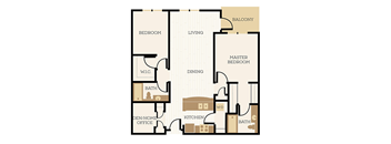 A floor plan of a home with a living room, dining room, kitchen, and multiple bathrooms.