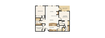 A floor plan of a house with a den/home office and a balcony.