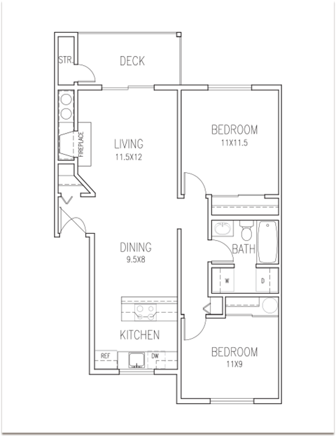 a floor plan of a bedroom apartment with a closet