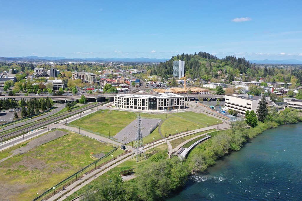 the campus with a river