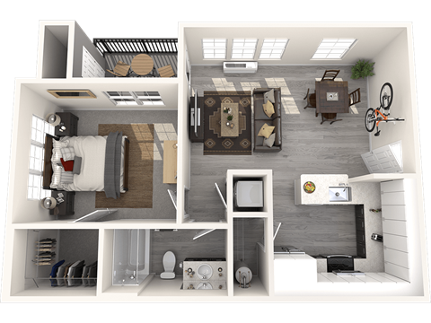 a 3d floor plan of a house with a bedroom and a bathroom