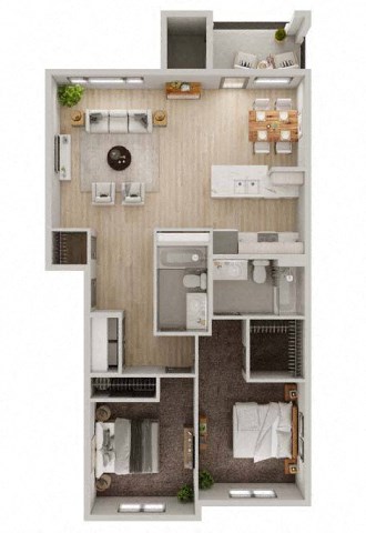 a floor plan with a bedroom and a kitchen