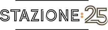 A logo with the text "STAZIONE 25" in white on a black background.
