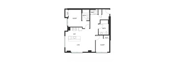 A floor plan of a house with labeled rooms such as sleep, bath, eat, and live.