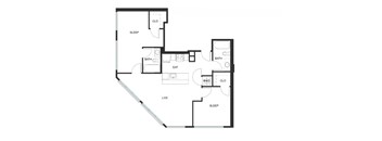 A black and white image of a house floor plan with labeled rooms.