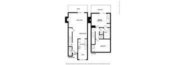 A black and white diagram of a two-story house with labeled rooms.